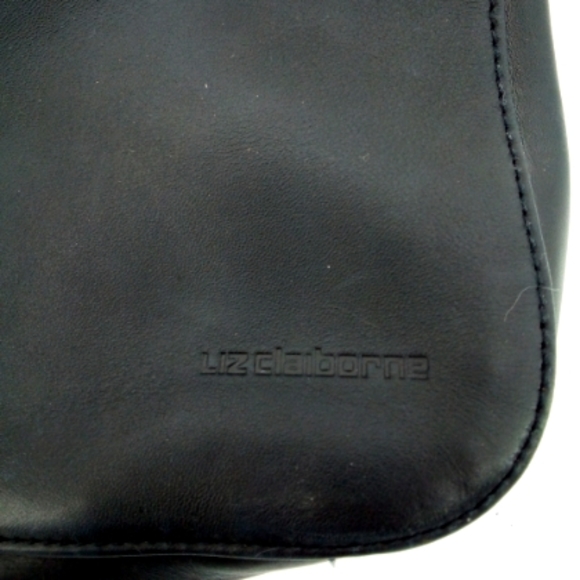 Vintage Leather Co. Liz Claiborne Black Genuine Leather Shoulder Bag Work VTG - Picture 6 of 15